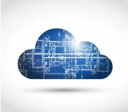 Cloud computing and blueprint illustration design イラスト素材