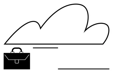 Cloud Computing and Business Concept with Cloud Graphic and Briefcase Icon 库存插图