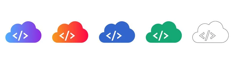 Cloud Computing and Coding Icon Set イラスト素材