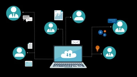Cloud Computing and Communication Animation Stock Footage 317852459