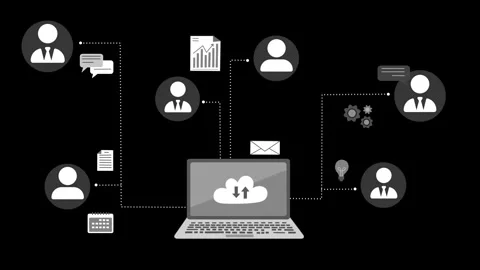 Cloud Computing and Communication Animation Stock Footage 317852466