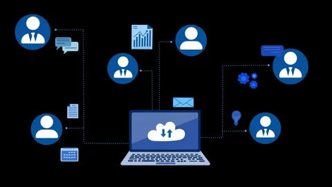 Cloud Computing and Communication Animation Stock Footage 317852472