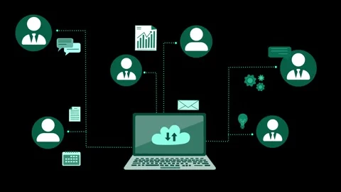 Cloud Computing and Communication Animation Stock Footage 317852479