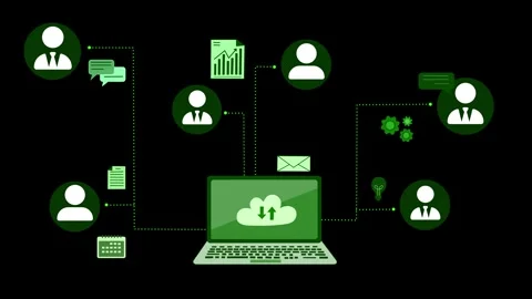 Cloud Computing and Communication Animation Stock Footage 317852485