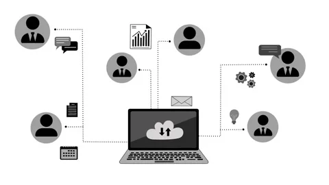 Cloud Computing and Communication Animation Stock Footage 317852492