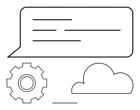 Cloud Computing and Communication Concept with Gear and Cloud Icons 库存插图
