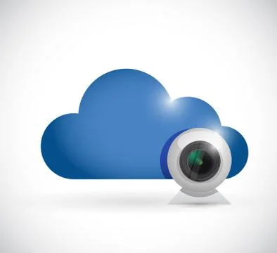 Cloud computing and computer camera. illustration Stock Illustration