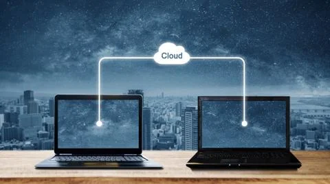 Cloud computing and computer network concepts 스톡 사진