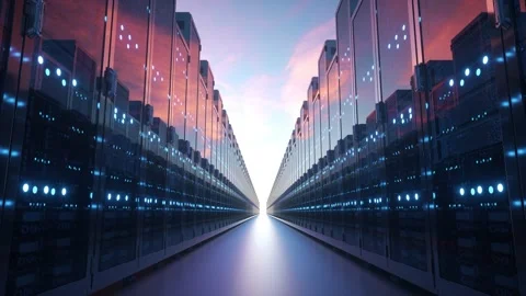 Cloud computing and computer networking concept: rows of network servers against Stock Footage 143793861