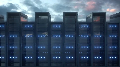 Cloud computing and computer networking concept: rows of network servers against Stock Footage 150068054