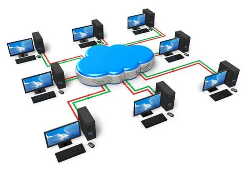 Cloud computing and computer networking concept 스톡 일러스트