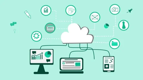 Cloud Computing and Connected Devices Animation Stock Footage 315187748
