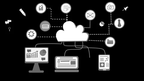 Cloud Computing and Connected Devices Animation Stock Footage 315187754
