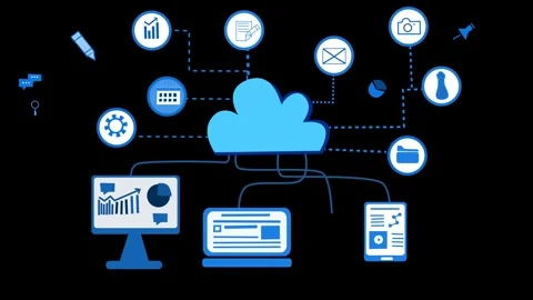 Cloud Computing and Connected Devices Animation Stock Footage 315187759