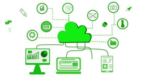 Cloud Computing and Connected Devices Animation Stock Footage 315187790