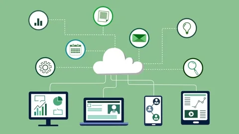 Cloud Computing and Connected Devices Animation, Animation of cloud computi.. Stock Footage 317853964