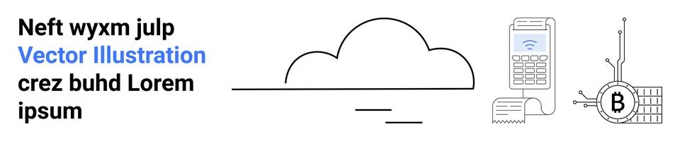Cloud Computing and Cryptocurrency Concept with wireless Icon and Bitcoin S.. Stock Illustration