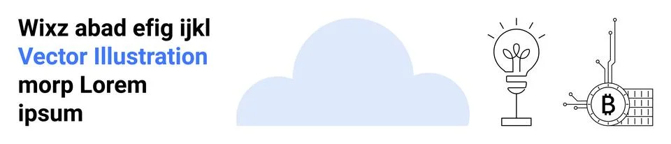 Cloud Computing and Cryptocurrency Concepts with Lightbulb Innovation Illustrazione stock