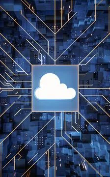 Cloud computing and dada transmission, science and technology, 3d rendering. Stock Illustration