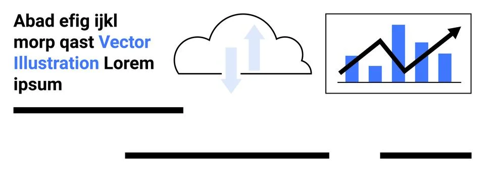 Cloud Computing and Data Analysis with Graphs and Text Elements Stock Illustration