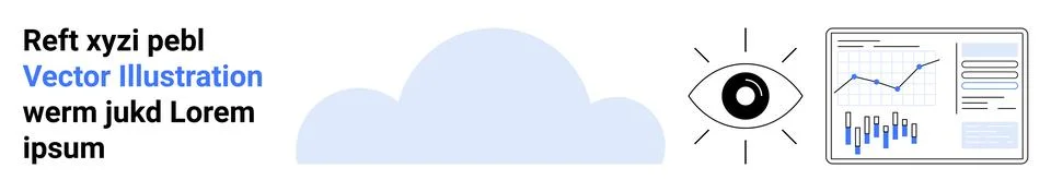 Cloud Computing and Data Analysis with Eye Symbol for Web Analytics Stockillustratie