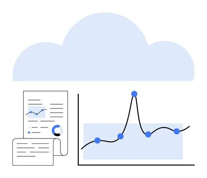 Cloud Computing and Data Analysis in Modern Business Environments Stock Illustration