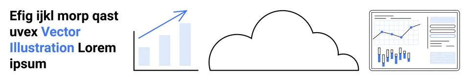 Cloud Computing and Data Analysis Concept with Graphs and Text 스톡 일러스트