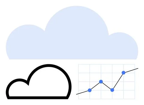 Cloud Computing and Data Analysis Concept with Growth Chart and Minimal Desig イラスト素材