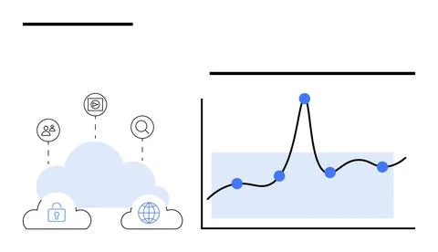 Cloud Computing and Data Analytics Connecting Elements for Modern Business .. Illustrazione stock