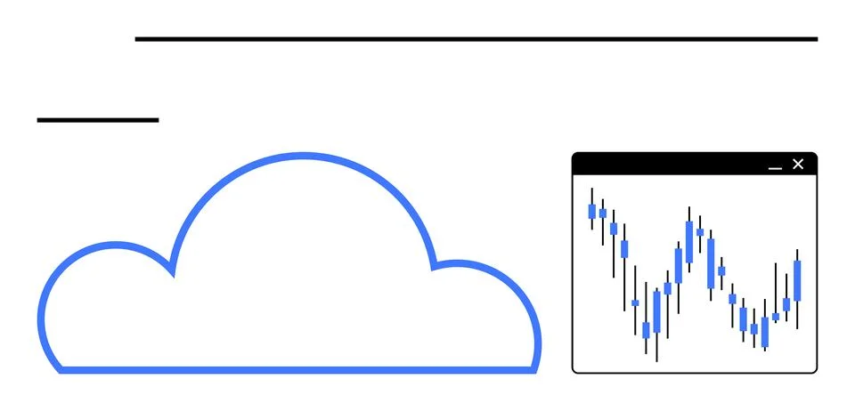 Cloud Computing and Data Analytics with Stock Market Chart 스톡 일러스트