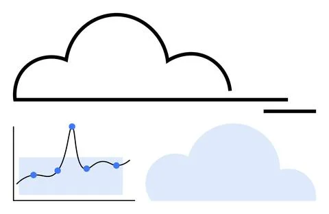 Cloud Computing and Data Analytics Represented Through Graphic Elements Stock Illustration