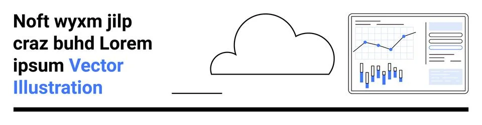 Cloud Computing and Data Analytics Graphic with Charts and Graphs Stock Illustration