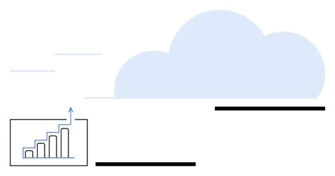Cloud Computing and Data Analytics with Growth Chart Business Development Illustrazione stock