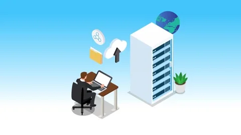 Cloud Computing and Data Center Concept with Businessman Working on Laptop .. Stock Footage 327343360