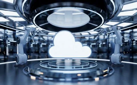 Cloud computing and data center, 3d rendering. Stock Illustration