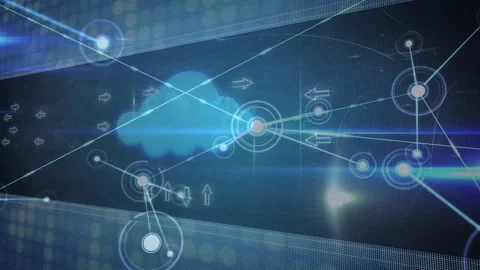 Cloud computing and data connections animation over digital interface background Stock Footage 303461927