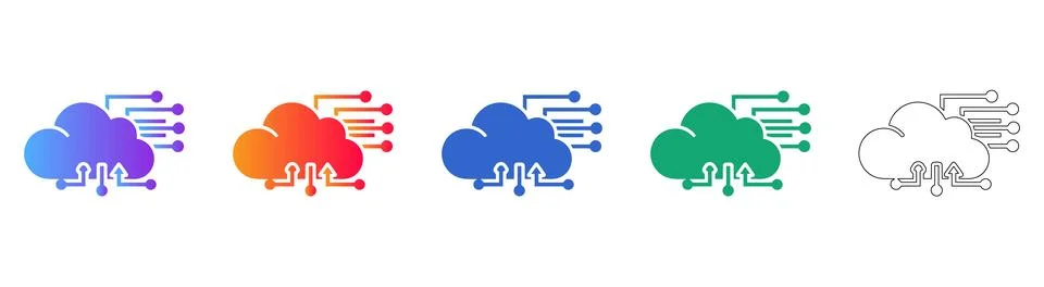 Cloud Computing and Data Connectivity Icons Stock Illustration