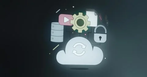 Cloud computing and data management elements Stock Footage 313557515