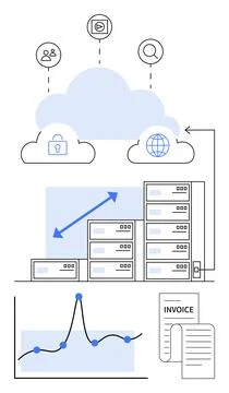 Cloud Computing and Data Management Secure Solutions for Business Growth Stockillustratie