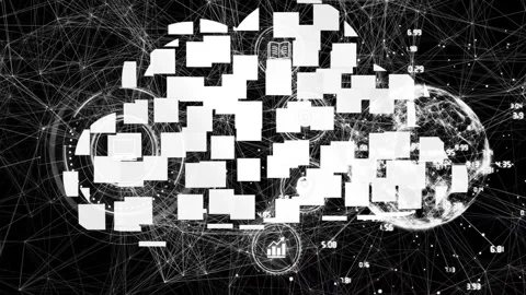 Cloud computing and data network animation over digital connections and binary Stock Footage 303684910