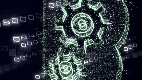 Cloud computing and data processing animation with binary code background Video stock 313446206