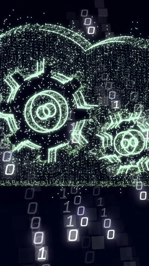 Cloud computing and data processing animation with binary code background Stock Footage 320150648