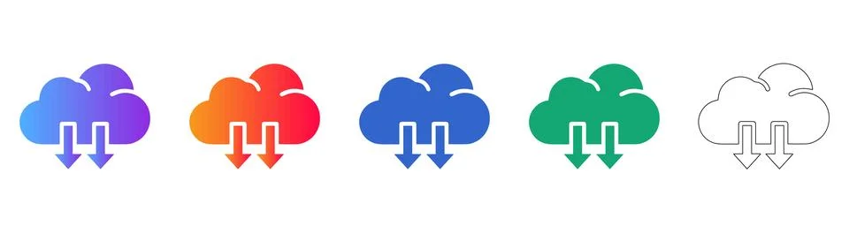 Cloud Computing and Data Retrieval Icons Stock Illustration