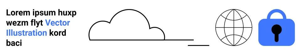 Cloud Computing and Data Security Symbols with Placeholder Text and Globe Ico 스톡 일러스트