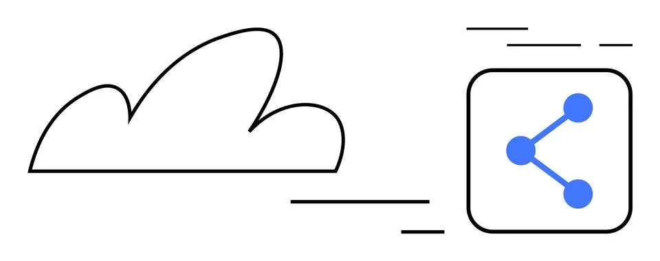 Cloud Computing and Data Sharing Symbol with Minimalist Design Stock Illustration