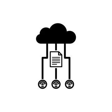 Cloud Computing and Data Sharing Network Icon Stock Illustration