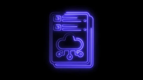 Cloud computing and data storage with neon effect on black background animated Stock Footage 322971667