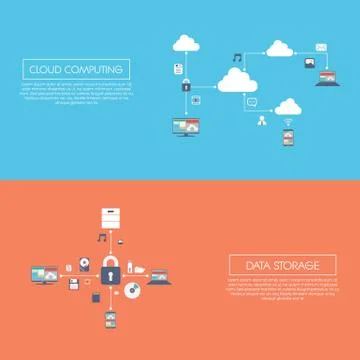 Cloud computing and data storage infographics vector illustration with digital Stock Illustration