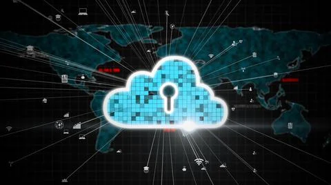 Cloud computing and data storage technology for future innovation Stock Illustration