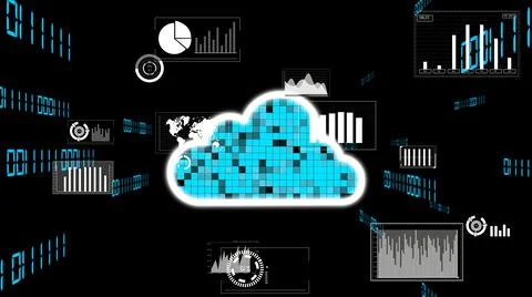 Cloud computing and data storage technology for future innovation Illustrazione stock